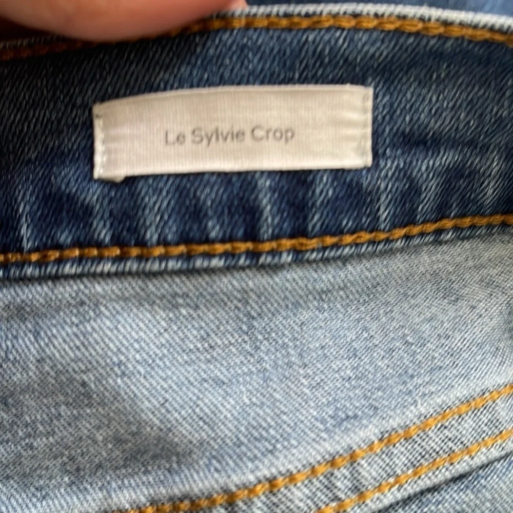 Frame Jeans Le Sylvie Crop High Rise Distressed Straight Fit Size 32 - Picture 8 of 9